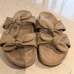 Tan Knotted Slide Sandals. Size 8.